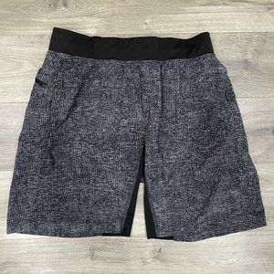 Lululemon T.H.E Shorts 9" Linerless Black/Gray Grid Mens Large L Grey/Black